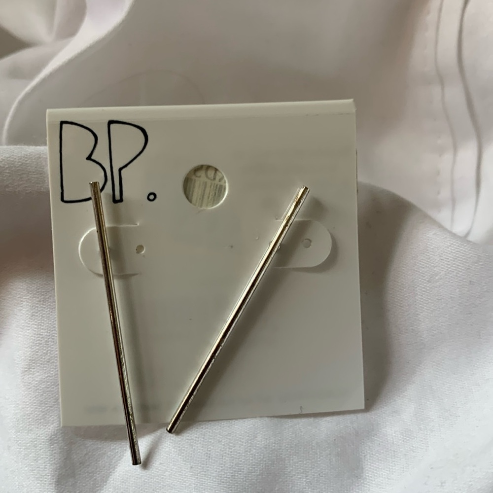 BP silver toned bar minimalist earrings